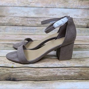 Taupe 2in chunky heel sandals